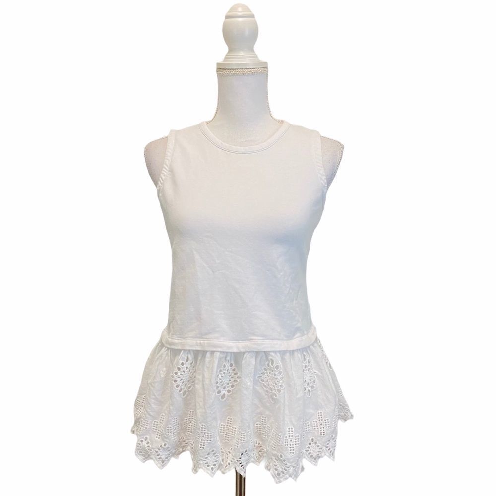 Marled XS Sleeveless White Peplum Top Blouse